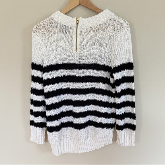 H&M Striped Knit Sweater Navy Blue White M - Picture 7 of 7
